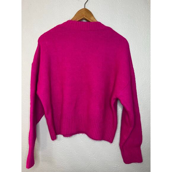 Zara Crew Neck Wool Blend Neon Sweater Size Small - Picture 6 of 6